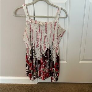 Venezia White Dress with Red Floral Print
